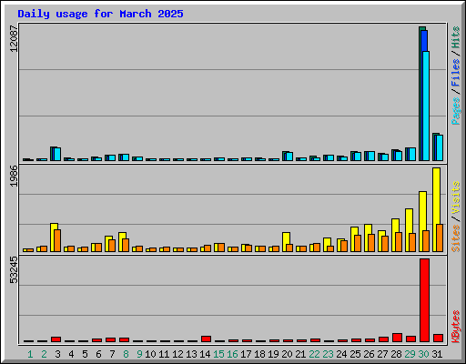Daily usage for March 2025