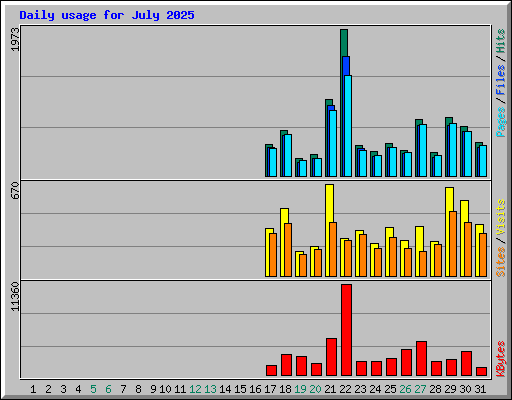 Daily usage for July 2025