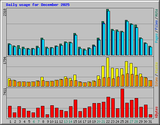 Daily usage for December 2025
