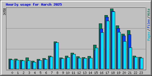 Hourly usage for March 2025